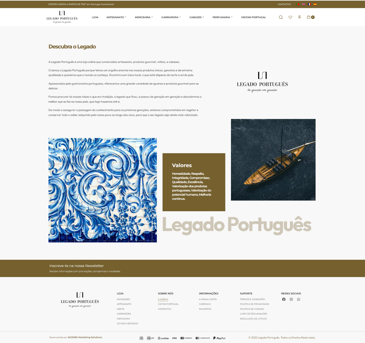 Héritage portugais, boutique en ligne d'huile d'olive, boutique en ligne de produits gastronomiques, produits portugais, ecommerce de produits portugais