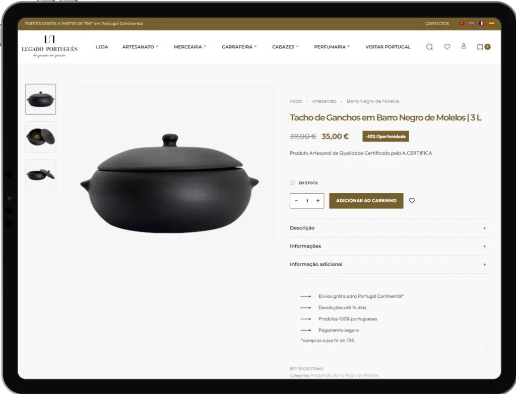 Héritage portugais, boutique en ligne d'huile d'olive, boutique en ligne de produits gastronomiques, produits portugais, ecommerce de produits portugais